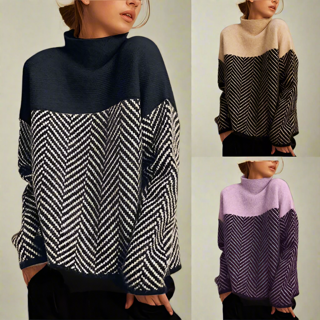 Zara | Chevron pattern turtleneck sweater