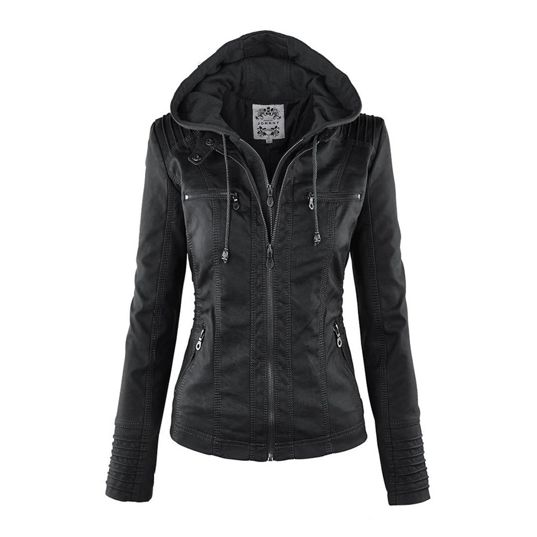 Nathalie | Leather jacket with hood