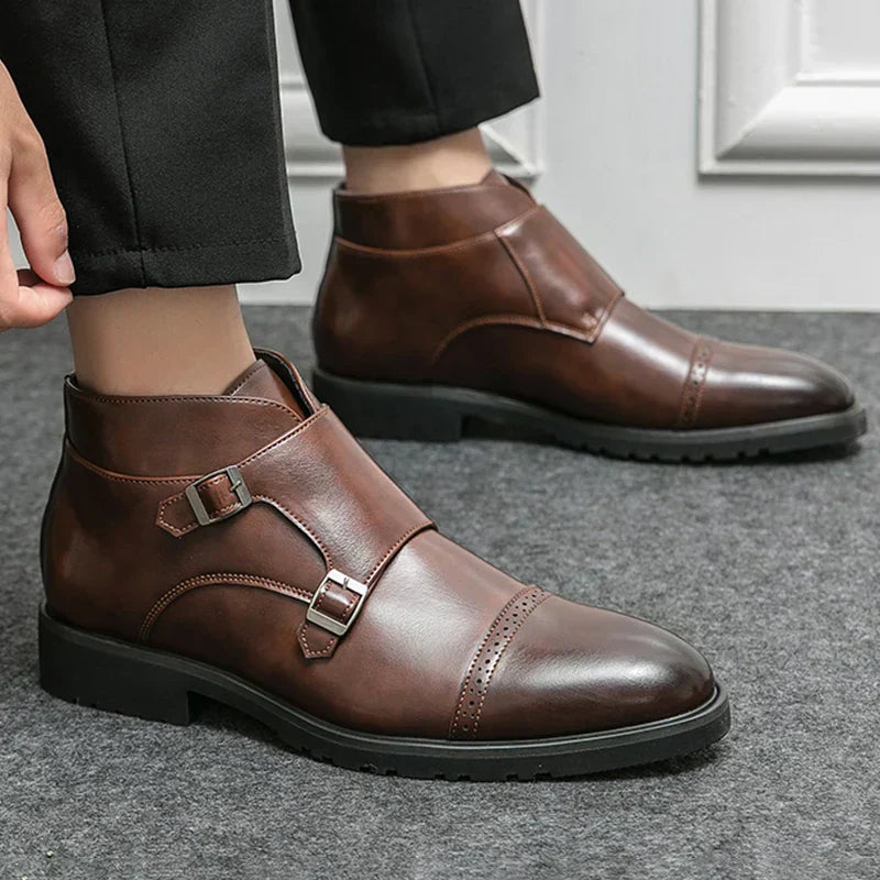 Darryl | Leather Boots with Double Monk Strap