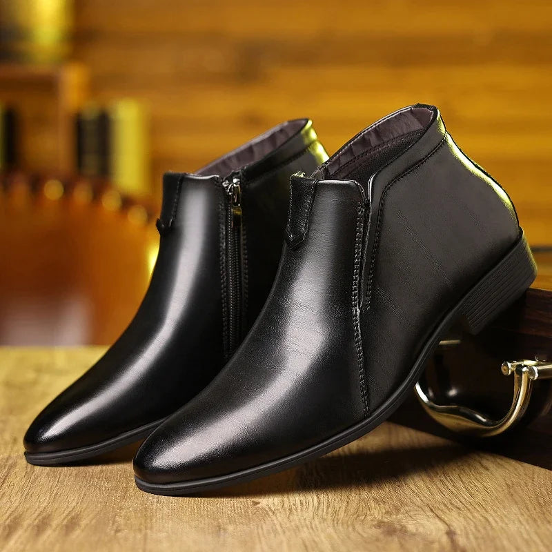 Peter | Chic Leather Boots with Zipper