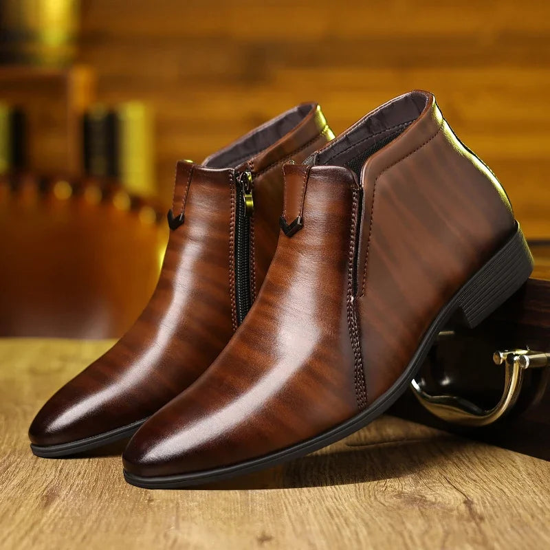 Peter | Chic Leather Boots with Zipper