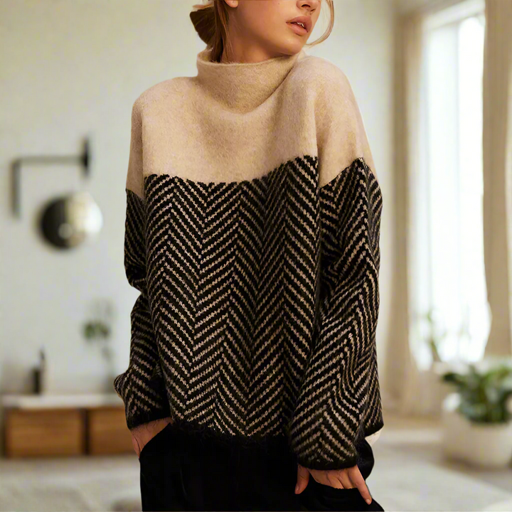 Zara | Chevron pattern turtleneck sweater