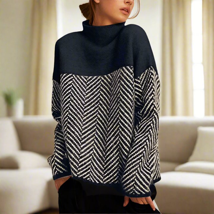 Zara | Chevron pattern turtleneck sweater