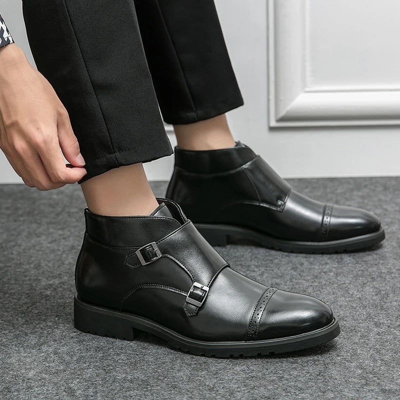 Darryl | Leather Boots with Double Monk Strap