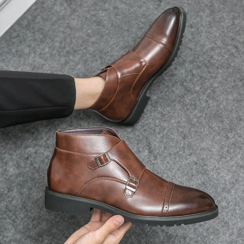 Darryl | Leather Boots with Double Monk Strap