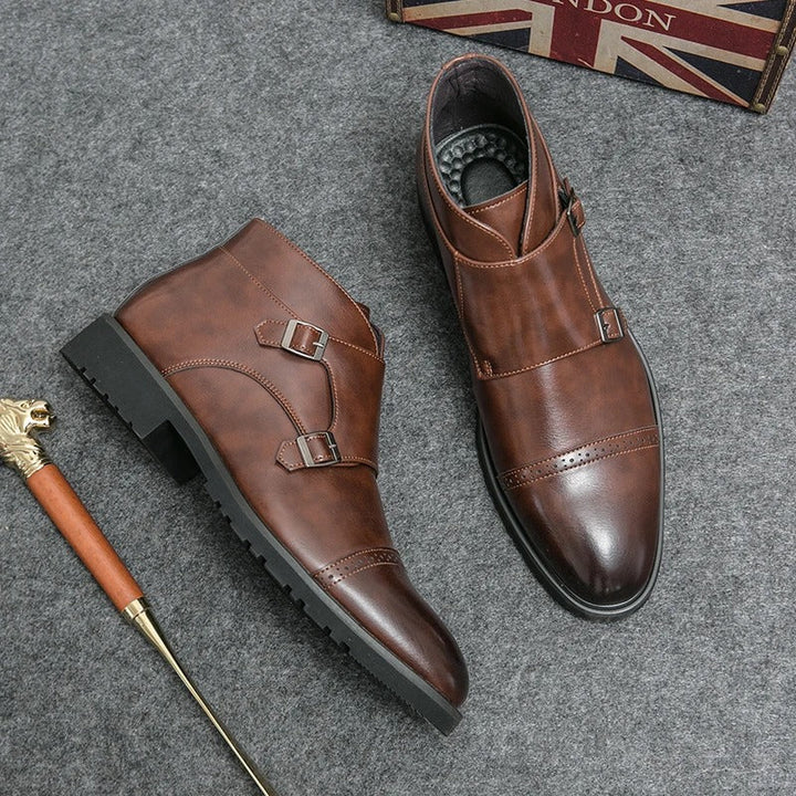 Darryl | Leather Boots with Double Monk Strap