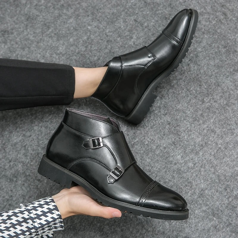 Darryl | Leather Boots with Double Monk Strap